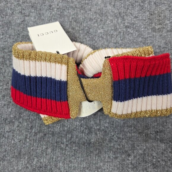 GUCCI SYLVIE WEB WOOL‎ HEADBAND Red/Blue/White/Gold Knit NEW W/ Tags RARE Medium main image 5